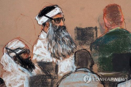 모하메드 법정 심리 모습 그림[AP=연합뉴스]